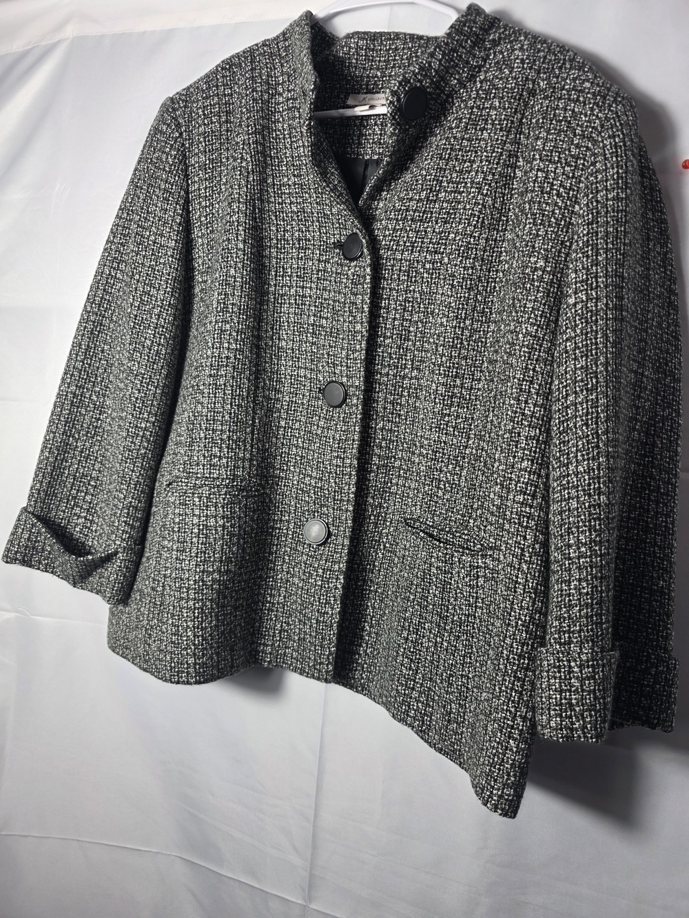 JM Collection Black and White Bouclé Blazer Vintage Y2K - Picture 2 of 7